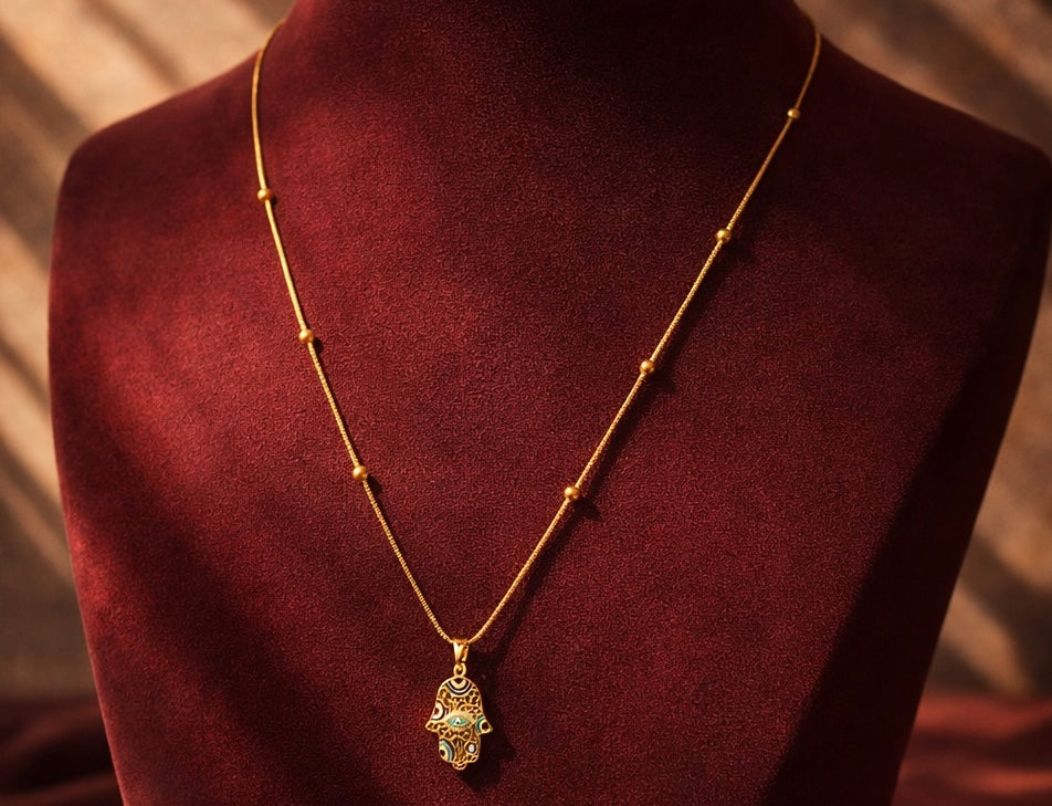 Evil Eye Charm Necklace | 1 year Anti-Tarnish Guarantee |
