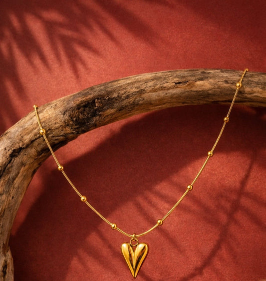 Roszana Minimal Heart Pendant Necklace | 1 Year Anti Tarnish Guarantee |