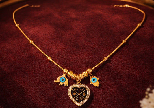 Evil Eye Heart Charm Necklace| 1 year Anti-Tarnish Guarantee. | Protection & Love symbol