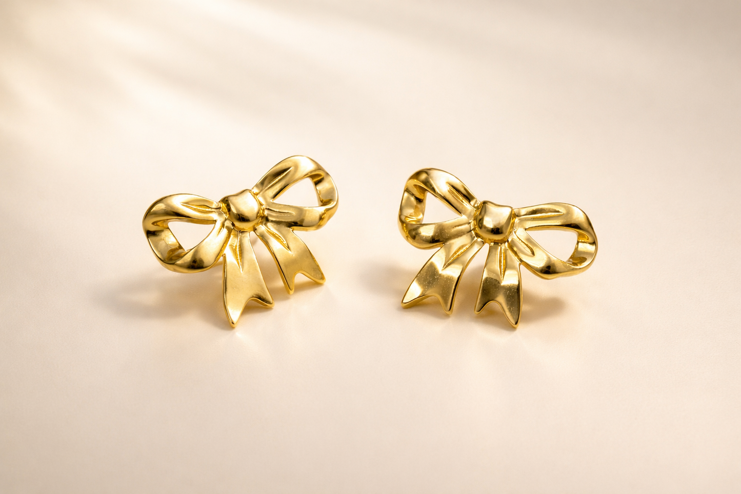 Golden Bow Stud Earrings | 1-Year Anti-Tarnish Guarantee | Korean Style |